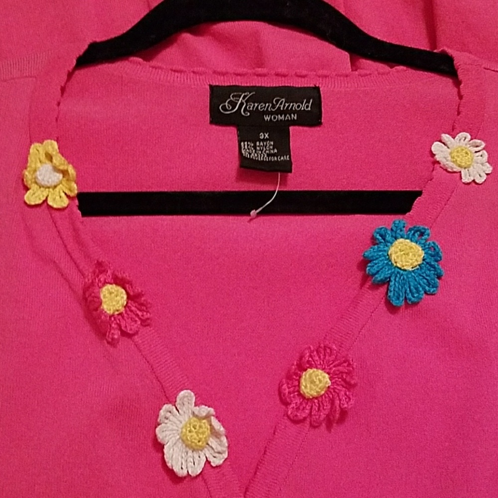 Boutique Crossover Top with crochet flowers